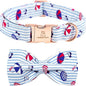 Lionheart glory Dog Collar, Dog Collar with Bow, Summer Stripe Boy Dog Bowtie Collar Cute Pet Collar Gift for X-Large Dog