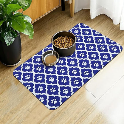 Dog Food Mat 16X24 Inch Pet Feeding Absorbent Mats for Floor Cat Water Bowl Placemats Non-Slip Washable Dog Mat for Food and Water