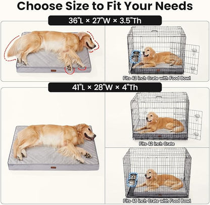 OhGeni Orthopedic Waterproof Dog Bed for Large Dogs, Machine-Washable Removable Cover in Easy-Clean Fabric, High Density Foam & Easy-Carry Handle, Suitable for Crate, 41 inch (Pink)