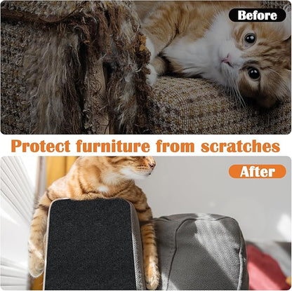 Cat Scratch Furniture Protector - 118" x 15.8" Trimmable Self-Adhesive Cats Claws Scratch Pads, DIY Cat Climbing Couch Protector for Scratch Post Cat Tree Replacement Indoor (Black)