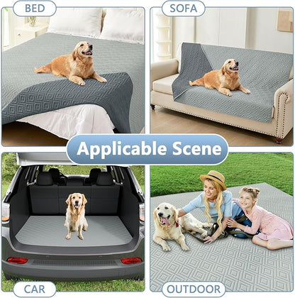 hyha Waterproof Dog Blanket, Soft Pet Bed Blankets, Waterproof Sofa Couch Cover for Dogs Washable, Reversible Pet Couch Covers for Sofa Furniture (68x82 Inch, Grey/Dark Grey)