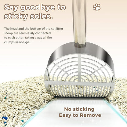 Cat Litter Scoop Deep Shovel, Detachable Long Handle Litter Scooper, Metal Cat Litter Scoop, Stainless Steel Cat Litter Scoop, Kitten Pooper Lifter, Kitty Metal Scooper with Holder Strip Hole