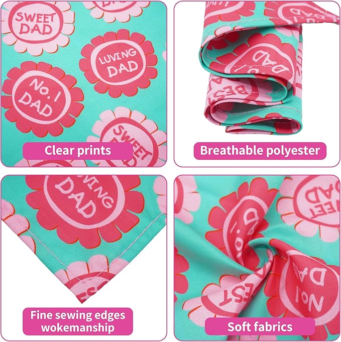 30 Pack Fathers Day Dog Bandanas Bulk for Small Dogs Kittens Breed 18 Inch Love Dad Dog Bandanas XS Puppy Doggy Best Dad Dogs Bandana Grooming S