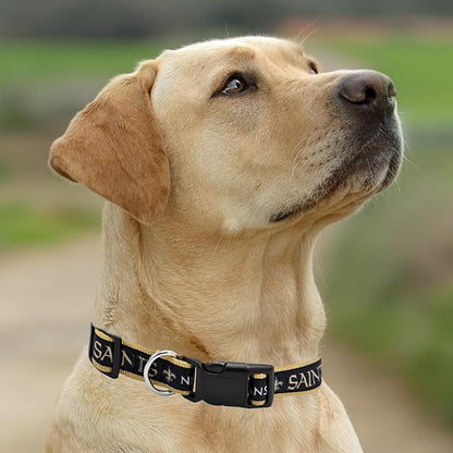 Pets First NFL New Orleans Saints Licensed PET COLLAR, Medium - Heavy-Duty, Strong, and Durable Dog Collar. Available in 31 Football Teams and 4 Sizes