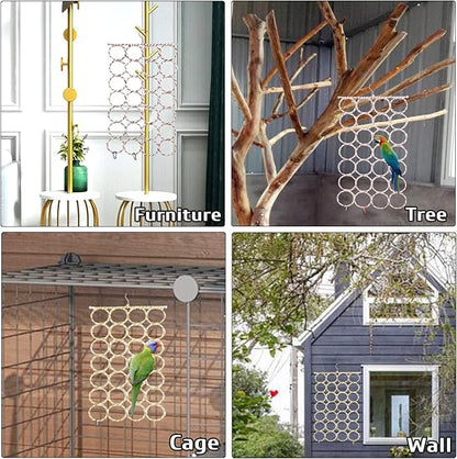 BNOSDM 3 Packs Bird Hemp Rope Net Swing Climbing Rope Net for Birds Parrot Ladder Macaw Hanging Hammock Activity Toy for Rats Parakeet Cockatiel Cockatoo Conure African Grey Budgie