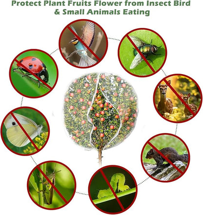 8 x 6.6ft Large Fruits Tree Netting, Garden Mesh Insect Tree Cover with Zipper Drawstring Bird Barrier Net Plant Bags Blueberry Bushes Protection Plant Cover for Prevent Animals Deer Squirrel Bug