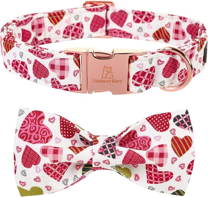 Lionheart glory Heart Dog Collar, Adjustable Dog Collar with Bowtie, Pet Gift Collar for Dog Soft Bowtie Dog Collars for X-Large Dogs