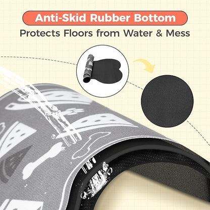 Dog Food Mat, 0.15” Thickened Super Absorbent Pet Feeding Mat for Food and Water, Fruit Donut Pattern Cat Placemat, Quick Dry Non-Slip Dog Bowl Mat, Water Splash Proof（Large Watermelon Grey）