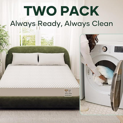 Ohgeni 100% Waterproof Mattress Protector, Twin XL-2 Pack, Fitted Sheet with Stretchable Pockets, Deep Sleep Noiseless Soft. Breathable Cooling Hypoallergenic Material, Mattresses Cover for Bed