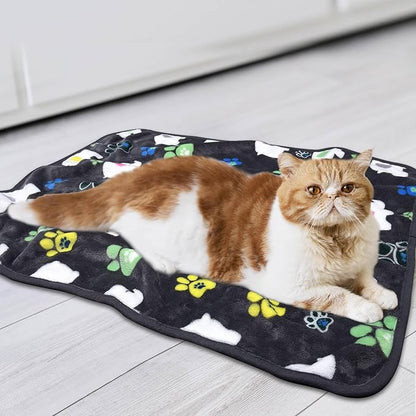 Rezutan Blanket for Large Dogs 1 Pack 3 for Medium Pet Cat Soft Fluffy Washable Blankets,Reversible Elephant & Paw Print for Dog Kennels & Beds, Sofas, Furniture Protection, 41x31 inch
