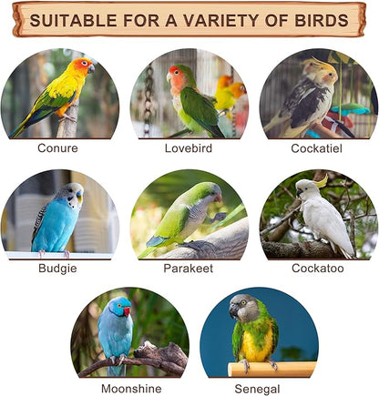 Mogoko Natural Bird Perches Playground, Cage Accessories, Toys Playground for Birds, Bird Perch Stand Parrot Stand, Includes 2 Stainless Steel Cups and Removable Tray