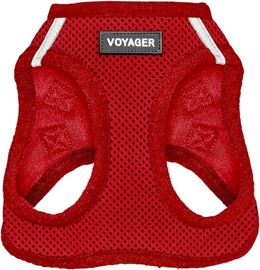 Best Pet Supplies Voyager Step-in Air Harness - All Weather Mesh, Reflective, No Pull Harness for Dogs, Cats - Secure with Hook & Loop Fastener, Buckle, Double D-Rings - Red, S