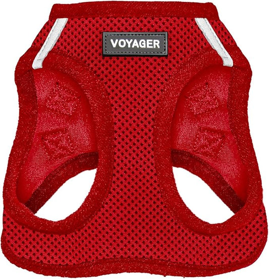 Best Pet Supplies Voyager Step-in Air Harness - All Weather Mesh, Reflective, No Pull Harness for Dogs, Cats - Secure with Hook & Loop Fastener, Buckle, Double D-Rings - Red, XS