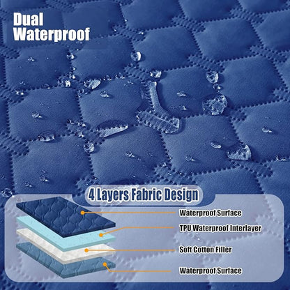 Smiry Waterproof Dog Bed Cover Blanket, Soft Reversible Pet Blanket, Washable Leakproof Cats Dogs Couch Cover for Sofa, Couch, Furniture (30x53 Inch, Navy/Blue)