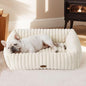 Bedsure ComfyFleece™ Cute Dog Bed Medium Size Dog - Washable Furry Puppy Beds, Rectangle Orthopedic Corduroy Fleece Pet Beds with Removable Zipper Cover, 30x24x8inches, Cream
