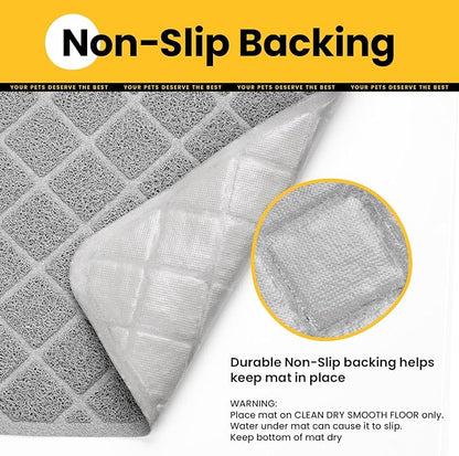 Cat Litter Mat Litter Trapping Mat, 30" x 20" Premium Durable PVC Grid Mesh with Scatter Control, Non-Slip, Less Waste Cat Litter Box Mat, Soft on Kitty’s Paws, Urine Waterproof