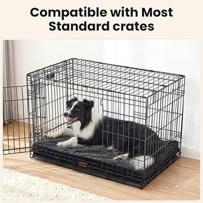 OhGeni Orthopedic Waterproof Dog Bed for Medium Large Dogs, Machine-Washable Removable Cover in Easy-Clean Fabric, High Density Foam & Easy-Carry Handle, Suitable for Crate, 35 inch (Black)
