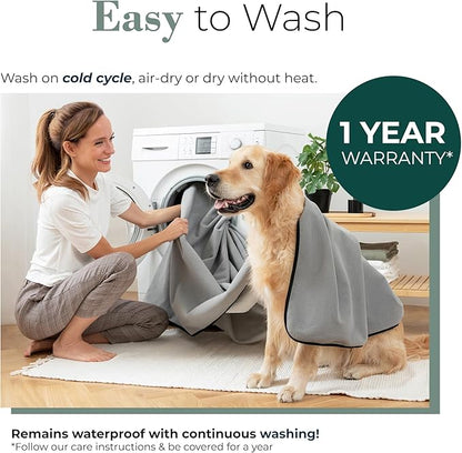 Waterproof Dog Blanket - Multipurpose Lekproof Blanket for Pets or Adults - Furniture Protector for Bed, Couch, Water Proof & Stain Resistant Easy to Clean Throw Blanket, Reversible Grey 50"x60"