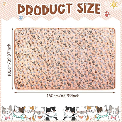 Tatuo 4 Pcs Dog Blanket for Pet Cat Blankets Indoor Puppy Teething Stuff Toys Paw Print Fleece Soft Blanket Sleep Mat for Guinea Pig Cage(White, Coffee, Pink, Purple,XX-Large(40 x 63 Inch),Square)