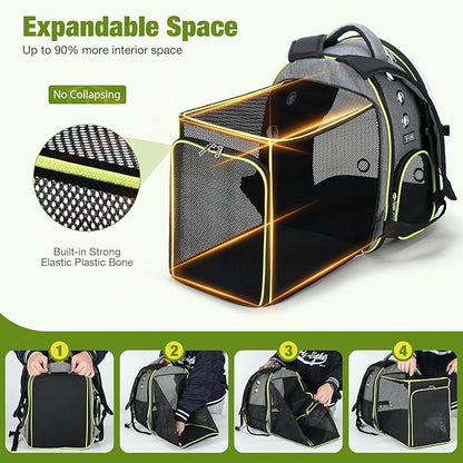 Lekereise Cat Bubble Backpack Carrier - Expandable Large Space Cat Backpack for Kitty Small Dog up to 18lbs, Transparent Pet Carrier for Travel, Hiking, Walking & Outdoor, Gray