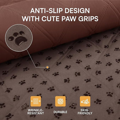 Luciphia 100% Waterproof Couch Cover Blanket for Dogs Anti-Slip Pet Couch Protector Sofa Mat Puppy Cat Blanket with Non-Slip Bottom, Coffee Brown, 40x50 Inch