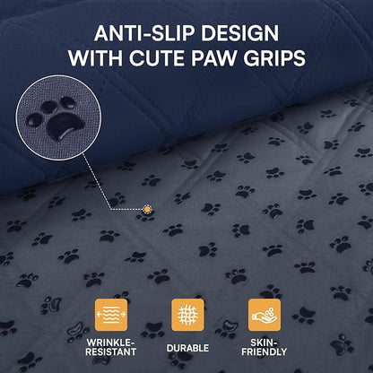 Luciphia 100% Waterproof Couch Cover Blanket for Dogs Anti-Slip Pet Couch Protector Sofa Mat Puppy Cat Blanket with Non-Slip Bottom, Navy Blue, 68x82 Inch