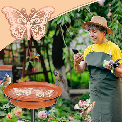 Bird Bath Copper Disk, 0.6mm Reinforced 99.9% Pure Copper Cleaning Disk for Physical Clean Water, All-Season Use Cleaner for Outdoor Birdbaths Bowl Garden Fountain (Butterfly 1PC)