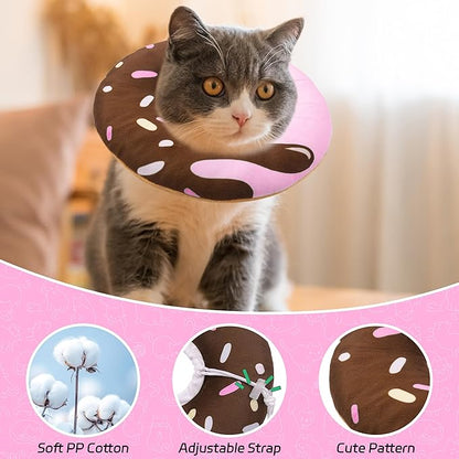 Cat Cone Collar Soft, Adjustable Cat Recovery Collar Kitten Cones to Stop Licking, Cute Donut E Collar After Surgery, Elizabethan Kittens Protective Cones After Spay (Chocolate, Small)