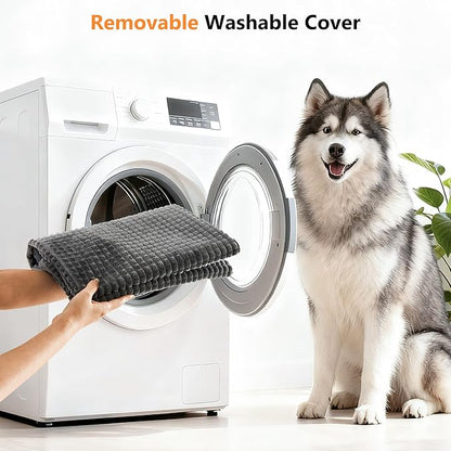 KISYYO Orthopedic Dog Beds for Extra Large Dogs with Removable Washable Cover and Removable Pillow for Crate,Waterproof Extra Large Dogs Mat, Grey, 29x20