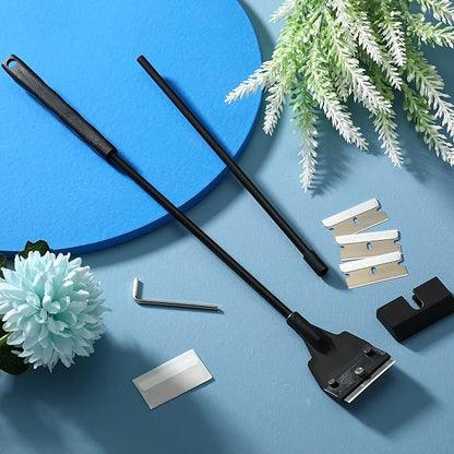 Honoson Aquarium Scraper 21.65 Aquariums Fish Tank Scraper Cleaner Tool Kit with 5 Stainless Steel Blades Long Handheld for Fish Reef Plant Glass Tank