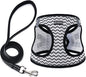 BOOMIBOO Dog Harness with Leash Set, No Pull Adjustable Reflective Step-in Puppy Pet Vest Harnesses for Small Medium Large Dogs and Cats,White Stripe XXS
