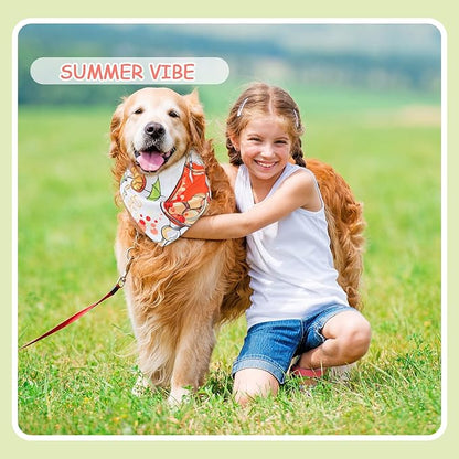 Chunful 50 Pcs Dog Bandanas Bulk Summer Flora Dog Bandanas Pet Triangle Scarf Bib Seasonal Pet Costume Adjustable Cat Outfit Washable Bids Kerchief for Small Medium Puppy