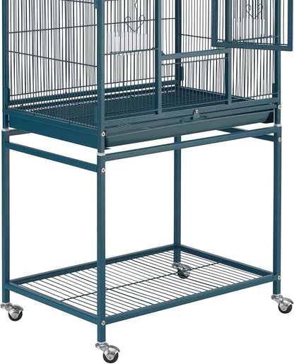 Topeakmart 54'' H Large Bird Cage Parrot Cage w/Stand Bird Cage for Conures Parakeets Cockatiels Canary Budgies Quaker Lovebird, Navy Blue