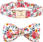Lionheart glory Dog Collar Bow Collar Floral Dog Collar with Bow Tie Spring Summer Cute Collar Dog Boy or Girl Dog Collars Soft Durable Adjustable Dog Collars for Small Dogs
