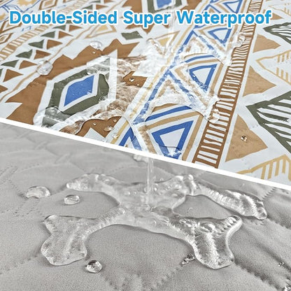 Waterproof Dog Blanket, Bohemian Dog Bed Cover Pet Blanket, Reversible Sofa Couch Cover for Dogs Washable, Protect Furniture Bed Couch Sofa for Puppy Cat (Beige Medallion, 52×82 Inch)