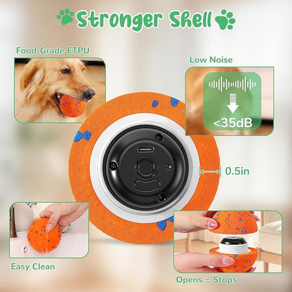 Smart Interactive Dog Toys,Vibrating Dog Ball,Electric Dog Chew Toys for Medium and Large Dogs,Chew-Proof Shell,Automatic Moving/Bouncing/Rotating, E-TPU Material,Ip68 Waterproof