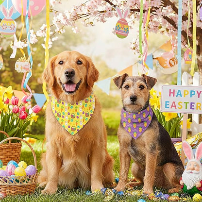 Abbylike 50 Pcs Easter Dog Bandanas Bulk Bunny Egg Carrot Bandanas for Dogs Triangle Kerchief Bibs Scarf Set for Pet Easter Costume Photo Props Accessories Pet Shops, 25 Styles (31.5 x 21.7 x 21.7)