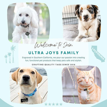 Ultra Joys Dog Tags Personalized for Pets - Hollow Paw Custom Pet ID Tag - Engraved Dog Tag for Small, Large Dogs - Small Bone in Black