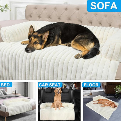 Wn's Day Luxurious Dog Couch Bed, Washable Calming Dog Couch Cover, Removable Couch Protector for Dogs, Waterproof Sofa Bed, Pet Bed Mats for Couch, Pet Couch Covers for Sofa(White, XL)