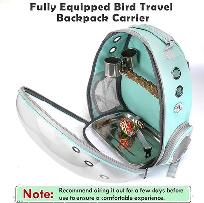 Bird Backpack Carrier with Perch, Portable Wild Bird Travel Cage Bag, Parrot Carrier Cockatiel Cage w/Toy Stainless Steel Food Bowl Tray for Conures Parakeet Budgie Canary Lovebirds Small Animals