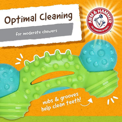 ARM & HAMMER for Pets Nubbies Duality Bone Dental Dog Toy- Best Dog Chew Toy for Moderate Chewers- Dog Dental Toy Helps Reduce Plaque & Tartar- Green Apple Flavor Baking Soda (Pack of 8)