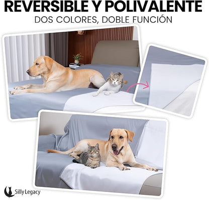 SILLY LEGACY Thin Reversible Waterproof Protective Cover or Liner for Bed or Couch (Twin Size, 90 x 55 inch), for Dogs and Cats, Babies; Incontinence, Dirt, Drool