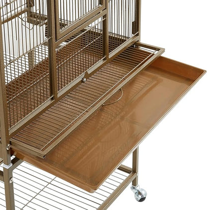 Topeakmart 53.5inch Large Bird Cage Metal Mobile Parrot Cage for Canary Pacific Parrotlet Lovebird Budgie Caique Senegal Green-cheeked Conure, Palmer Green