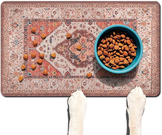 Absorbent Pet Dog Bowl Mat for Food and Water, Pet Cat Food Feeding Mat with Non Slip Rubber Backing, Dog Food Mats for Floors Waterproof, 24"x32"