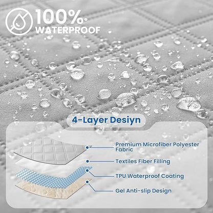 Waterproof Dog Bed Cover, Non-Slip Dog Blanket for Couch, Couch Covers for Dogs Washable, Pet Blanket for Furniture, Pet Bed Mat for Sofa, Car, Pet Supplies (82x120 Inch, Light Grey)