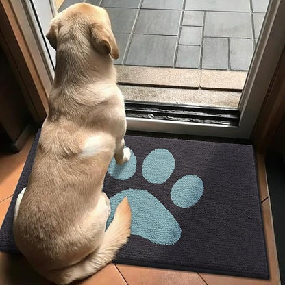 Buganda Dog Door Mat for Muddy Paws, Absorbent Dirt Trapper Non Slip Indoor Doormats, Washable Low-Profile Mat for Mud Dogs, Entryway Carpet for Inside Floor (36x24 Inches, Dark Grey and Blue)