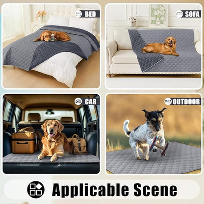 Smiry Waterproof Dog Bed Cover Blanket, Soft Reversible Pet Blanket, Washable Leakproof Cats Dogs Couch Cover for Sofa, Couch, Furniture (30x53 Inch, Grey/Dark Grey)
