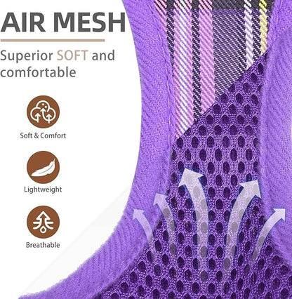 PUPTECK Adjustable Dog Harness Collar and Leash Set Step in No Pull Pet Harness for Small Medium Dogs Puppy and Cats Outdoor Walking Running, Soft Mesh Padded Reflective Vest Harnesses, Purple XL