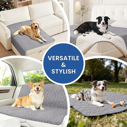 Waterproof Dog Bed Cover, Non-Slip Dog Blanket for Couch, Couch Covers for Dogs Washable, Pet Blanket for Furniture, Pet Bed Mat for Sofa, Car, Pet Supplies (52x82 Inch, Light Grey)