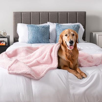 PetAmi Pink Fluffy Soft Dog & Cat Blanket, Sherpa Fleece, Calming Pet Blanket Throw for Bed & Sofa, X-Large 60x80